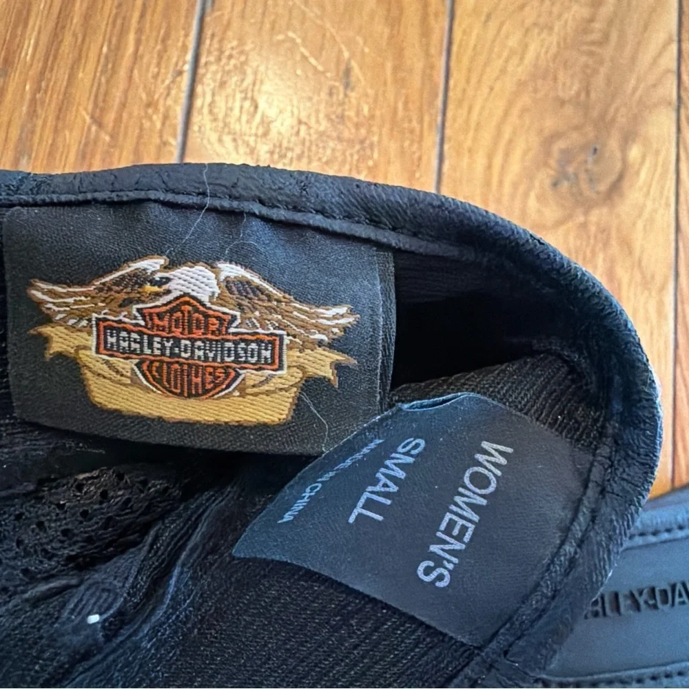Harley Davidson Black Leather Riding Gloves Classic Logo Women’s Size Small